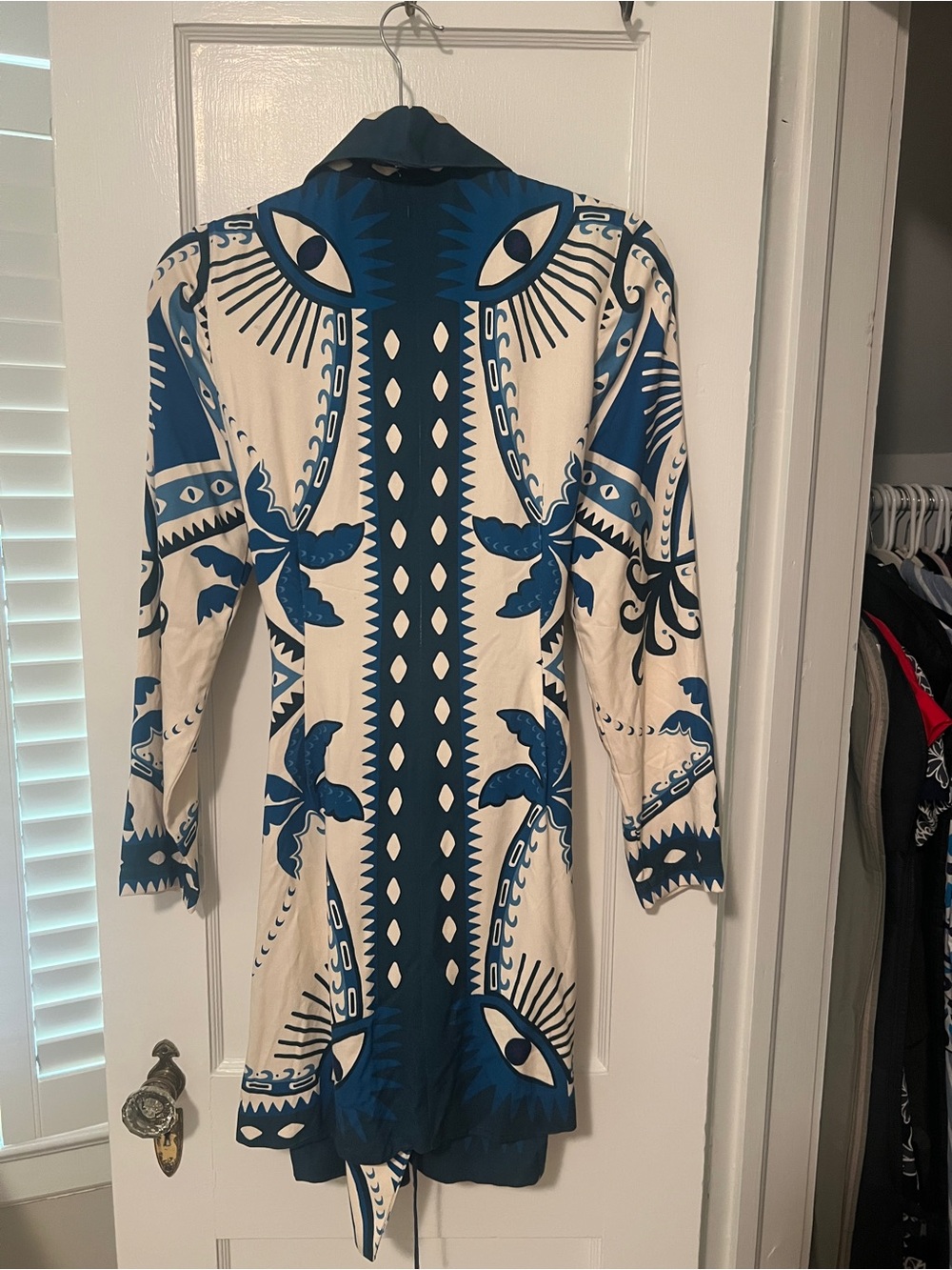 FARM Rio Blue and White Wrap Mini Dress - Picture 4 of 5